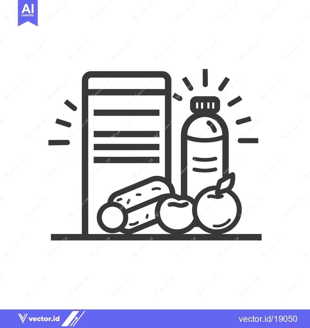 Premium Vector of A Shopping List with Items Including Water, Apples, and a Cucumber