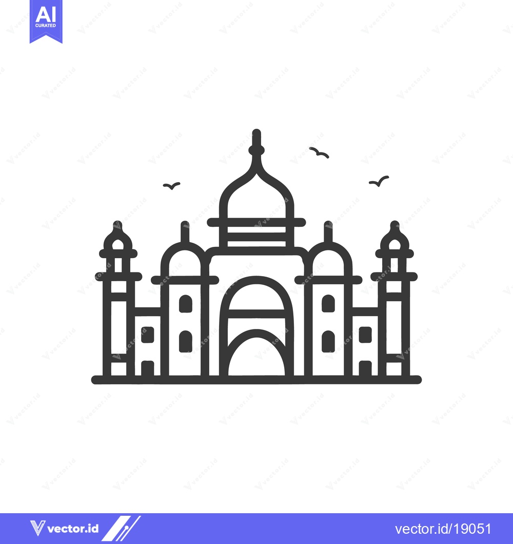 Premium Vector dari A simple line drawing depicting an iconic building with birds