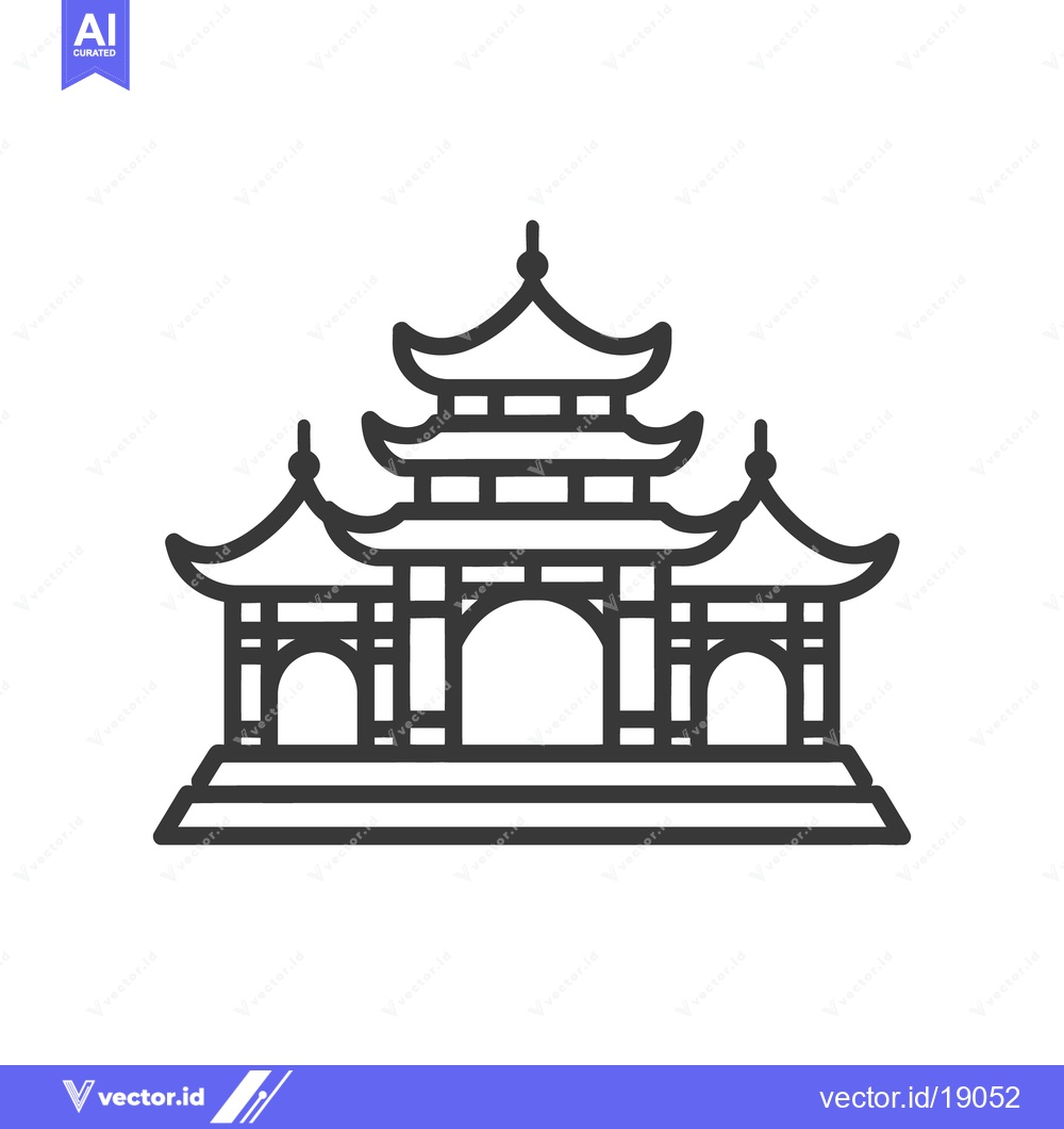 Premium Vector dari A detailed linear illustration of a multi tiered pagoda structure