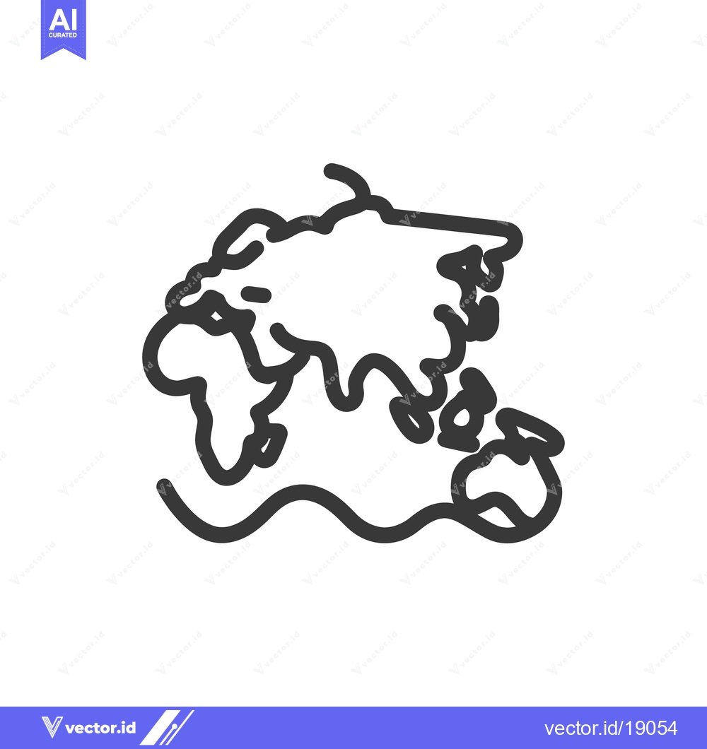 Premium Vector dari A simple outlined image of a world map on white background