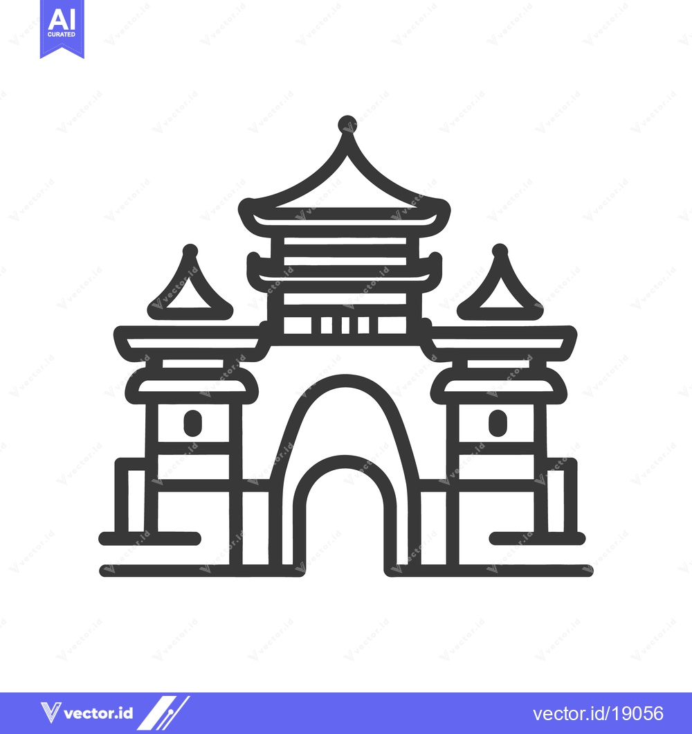 Premium Vector dari A minimalist illustration of a traditional Asian architectural structu