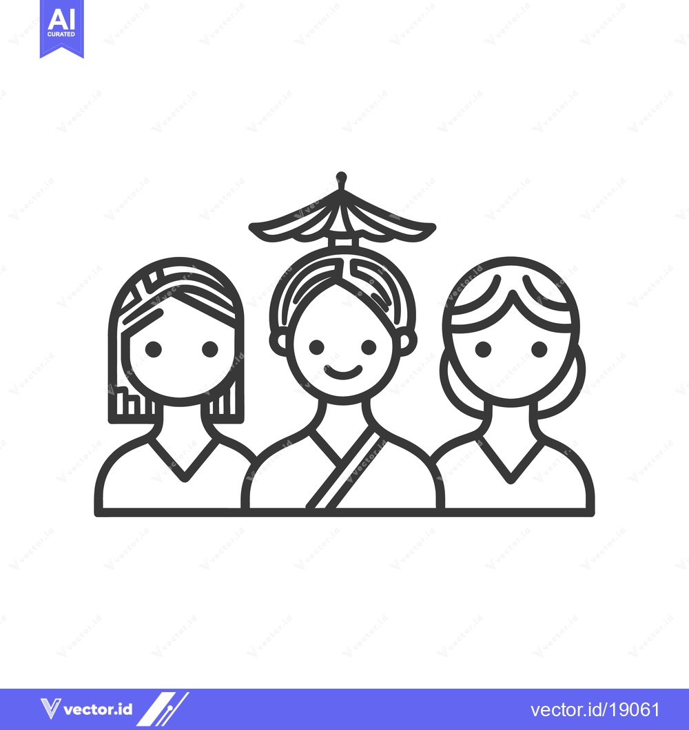 Premium Vector dari Three stylized female figures are depicted in a minimalistic line draw
