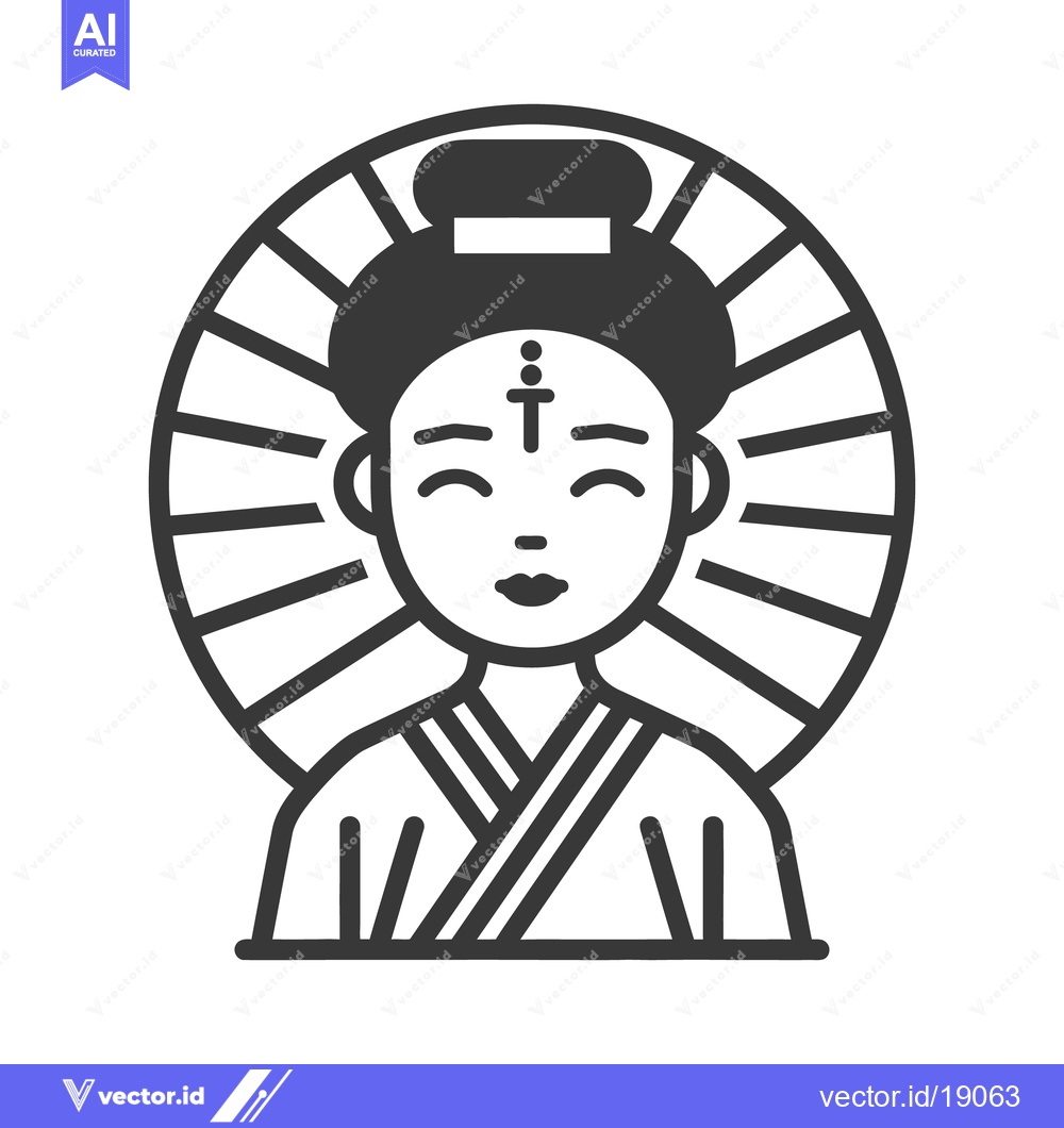 Premium Vector of A black and white line drawing of a serene woman