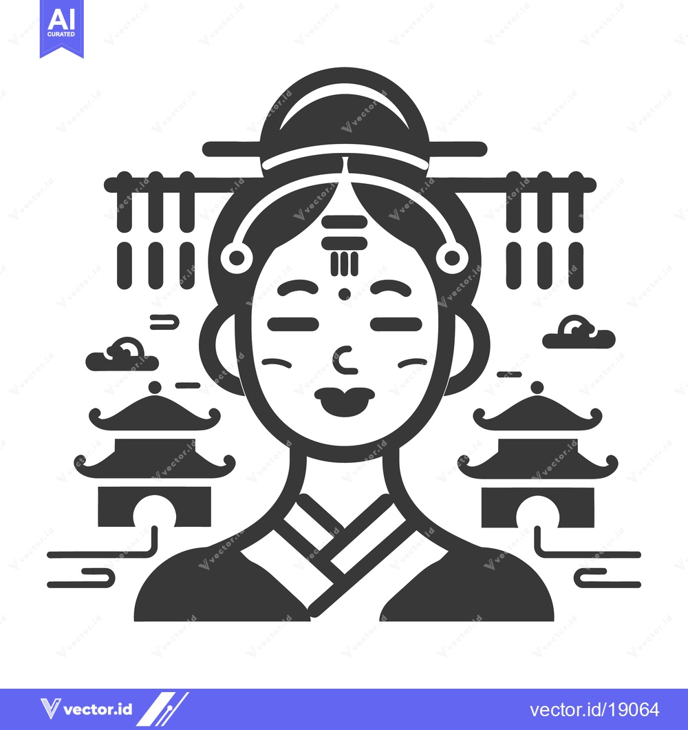 Premium Vector dari A stylized illustration of a woman in traditional attire