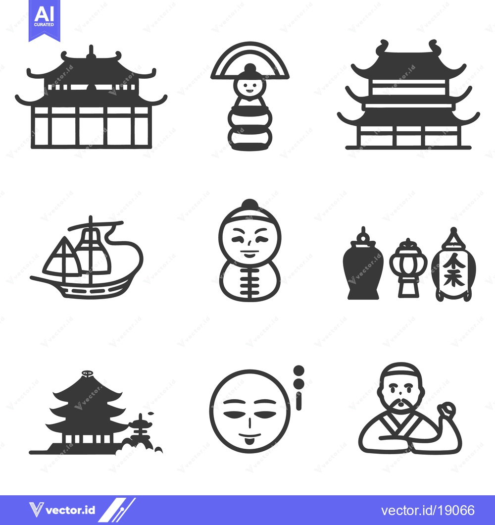 Premium Vector dari Various icons depicting elements of chinese and oriental culture