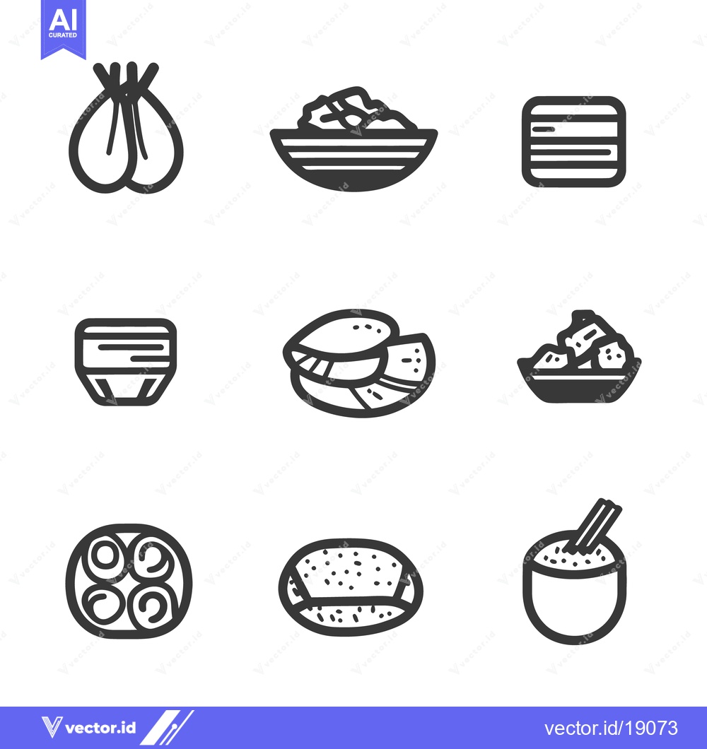 Premium Vector dari Nine different illustrations of various food and related items