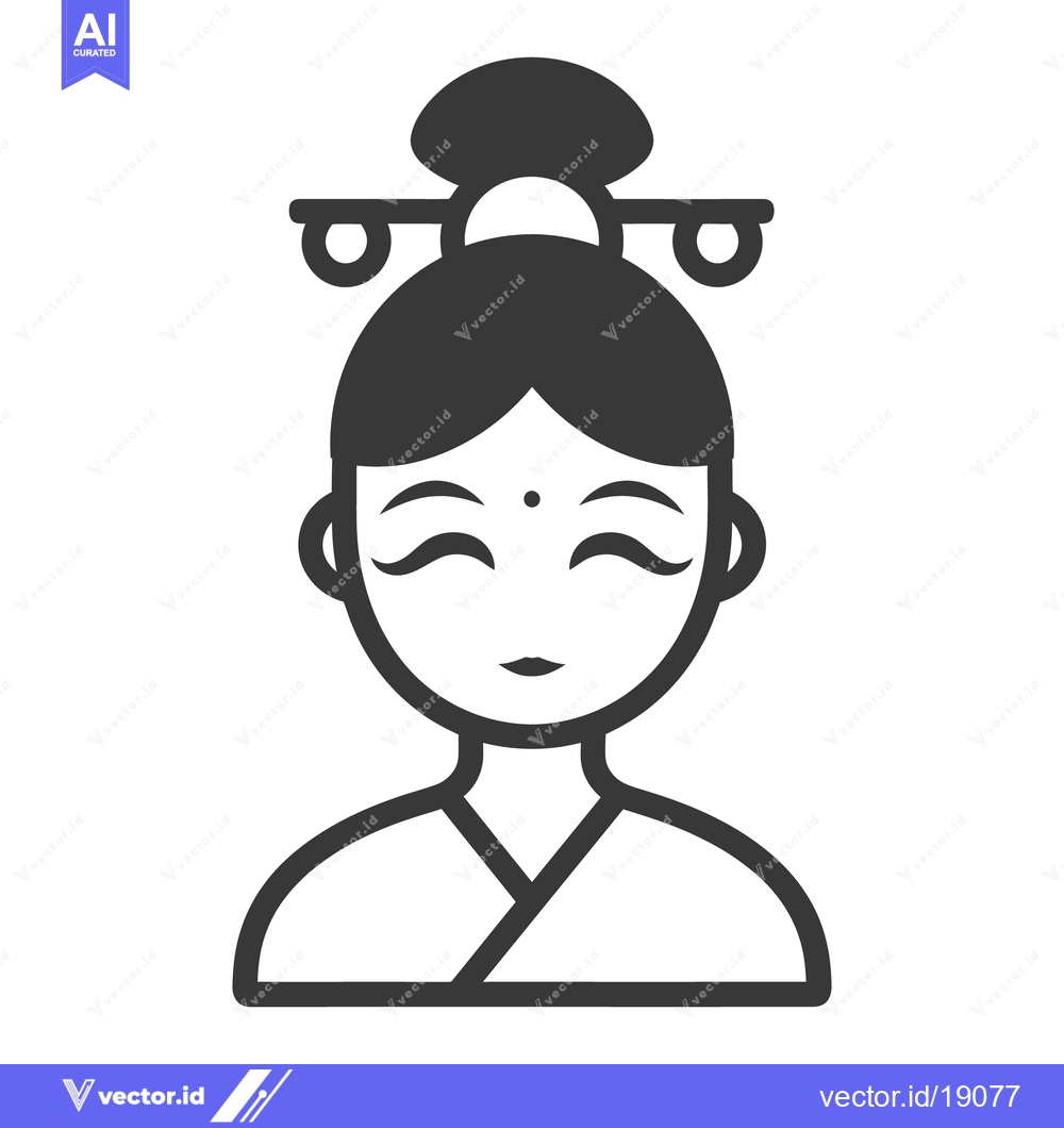 Premium Vector of An illustrated portrait of a woman in traditional attire