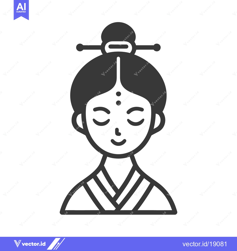 Premium Vector dari A stylized portrait of a woman in traditional attire