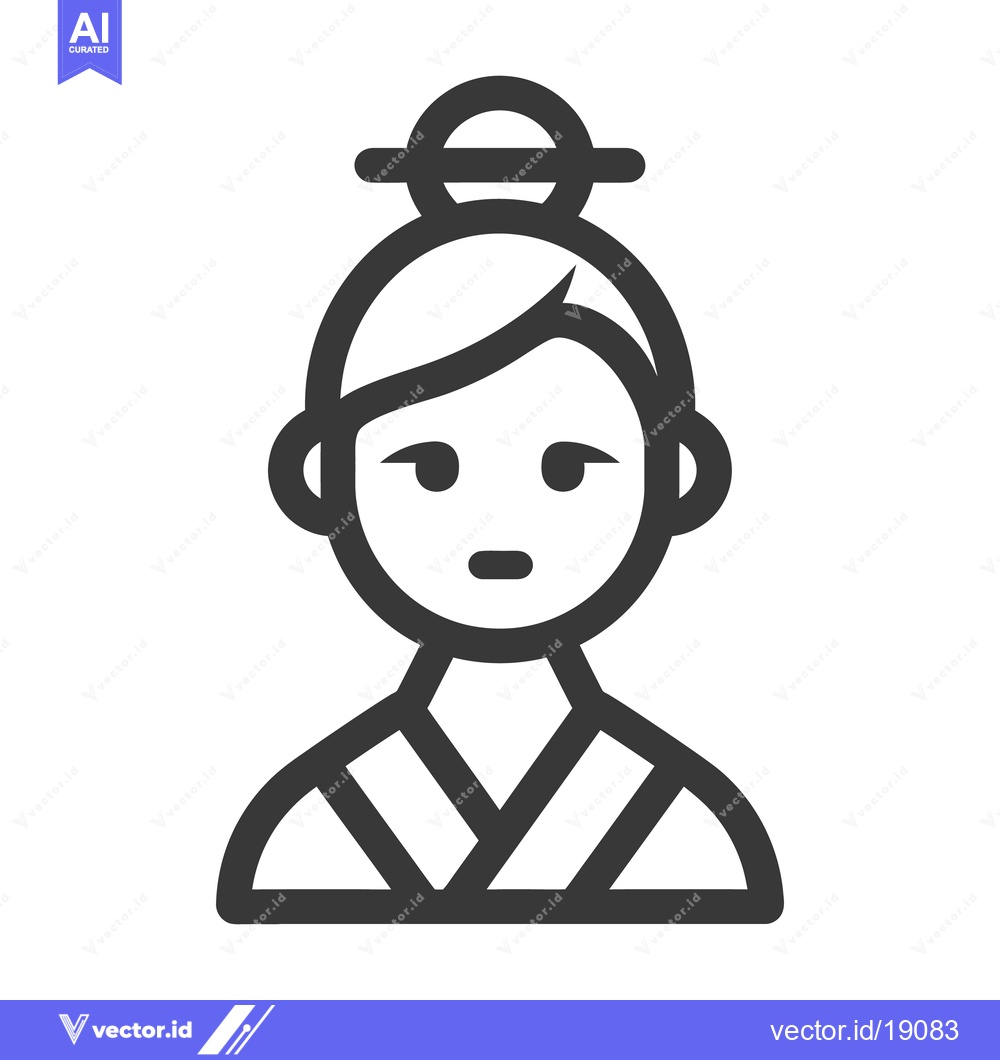 Premium Vector dari Simplified illustration of an asian woman with traditional hair adornm
