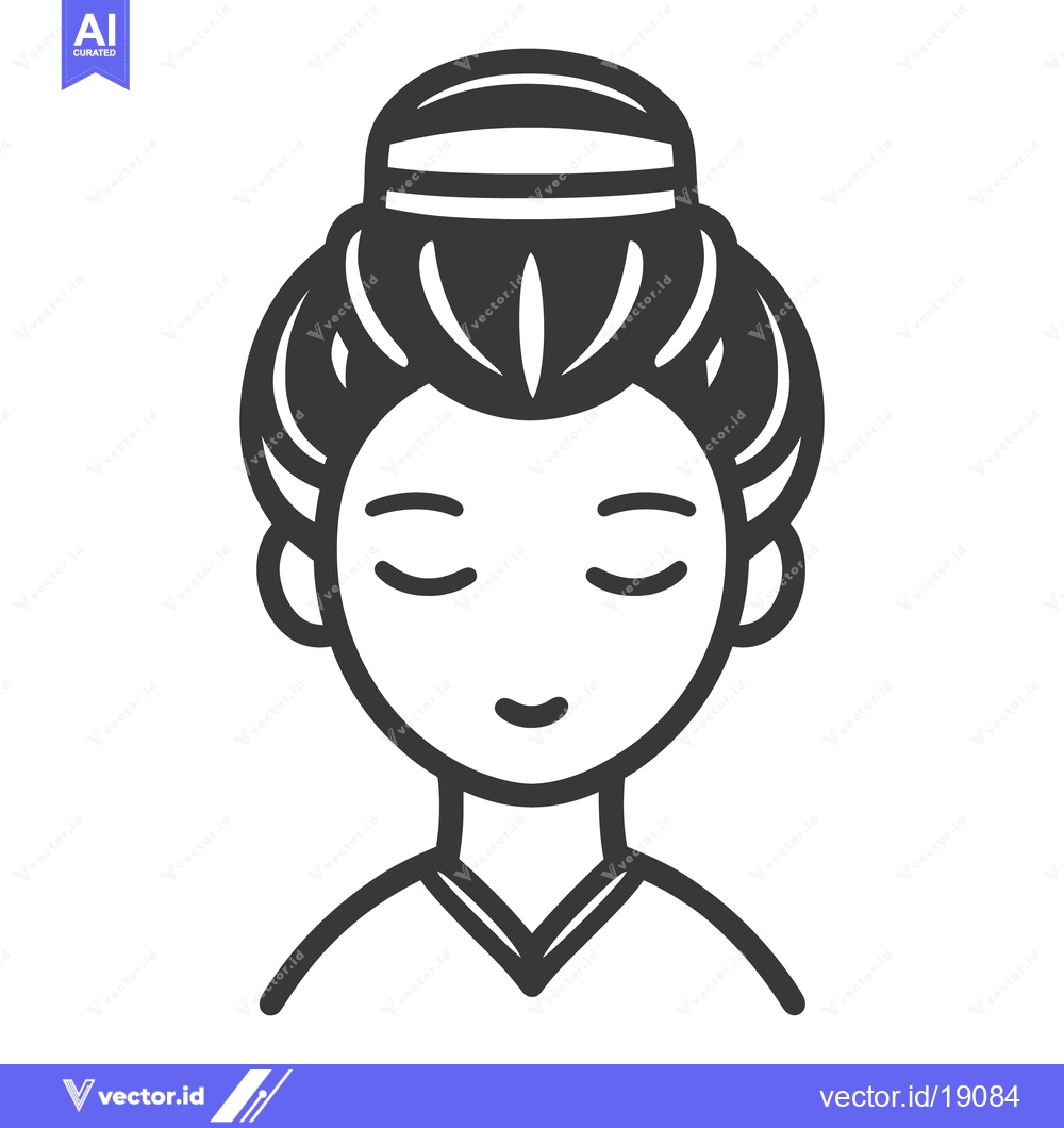 Premium Vector of Simplified illustration of a person with a hair bun and eyes closed