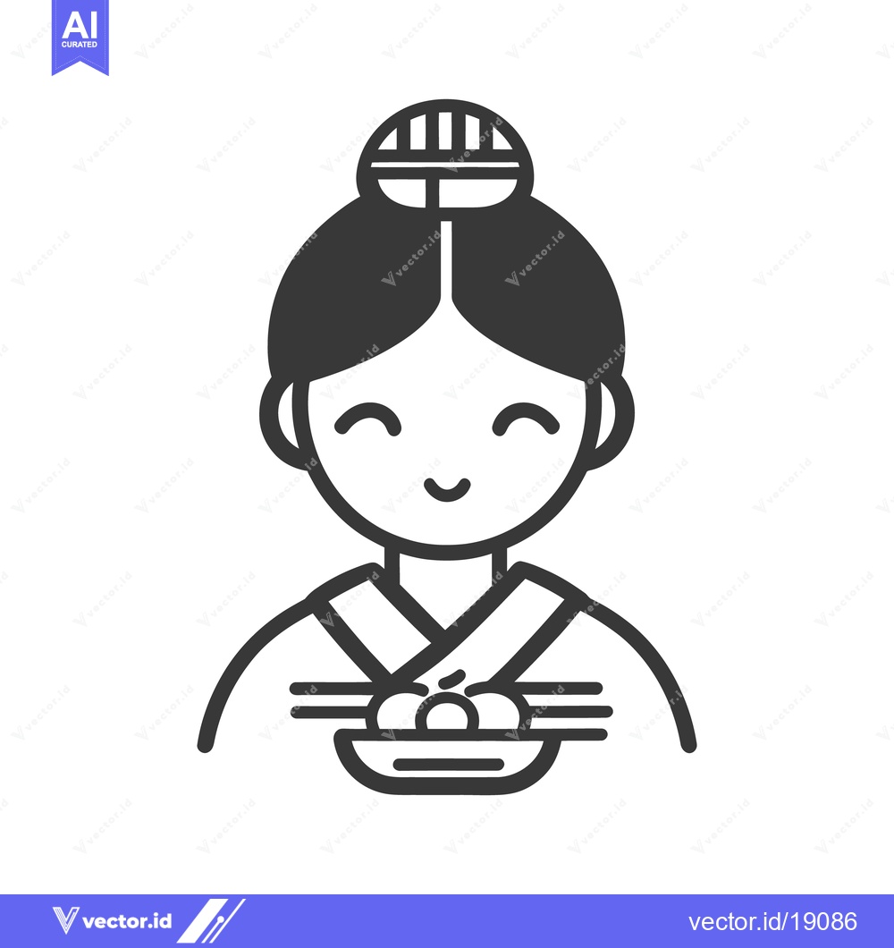 Premium Vector dari A smiling cartoon woman holds food in a small bowl