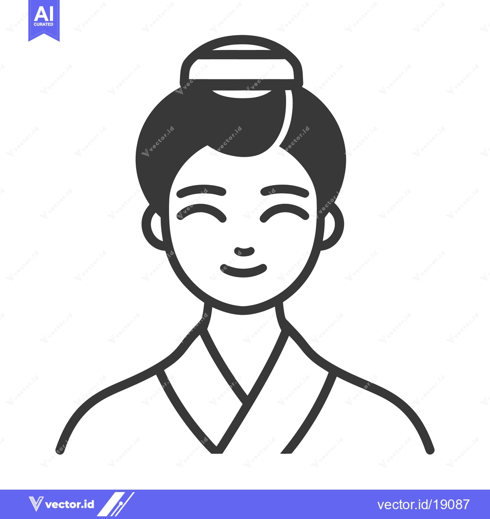 Premium Vector dari An illustrated icon of a smiling female person wearing a bun