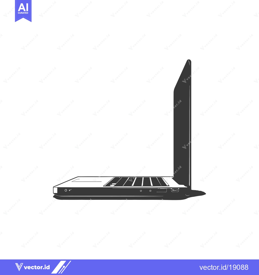 Premium Vector of A Side View of a Closed Laptop with Screen Up