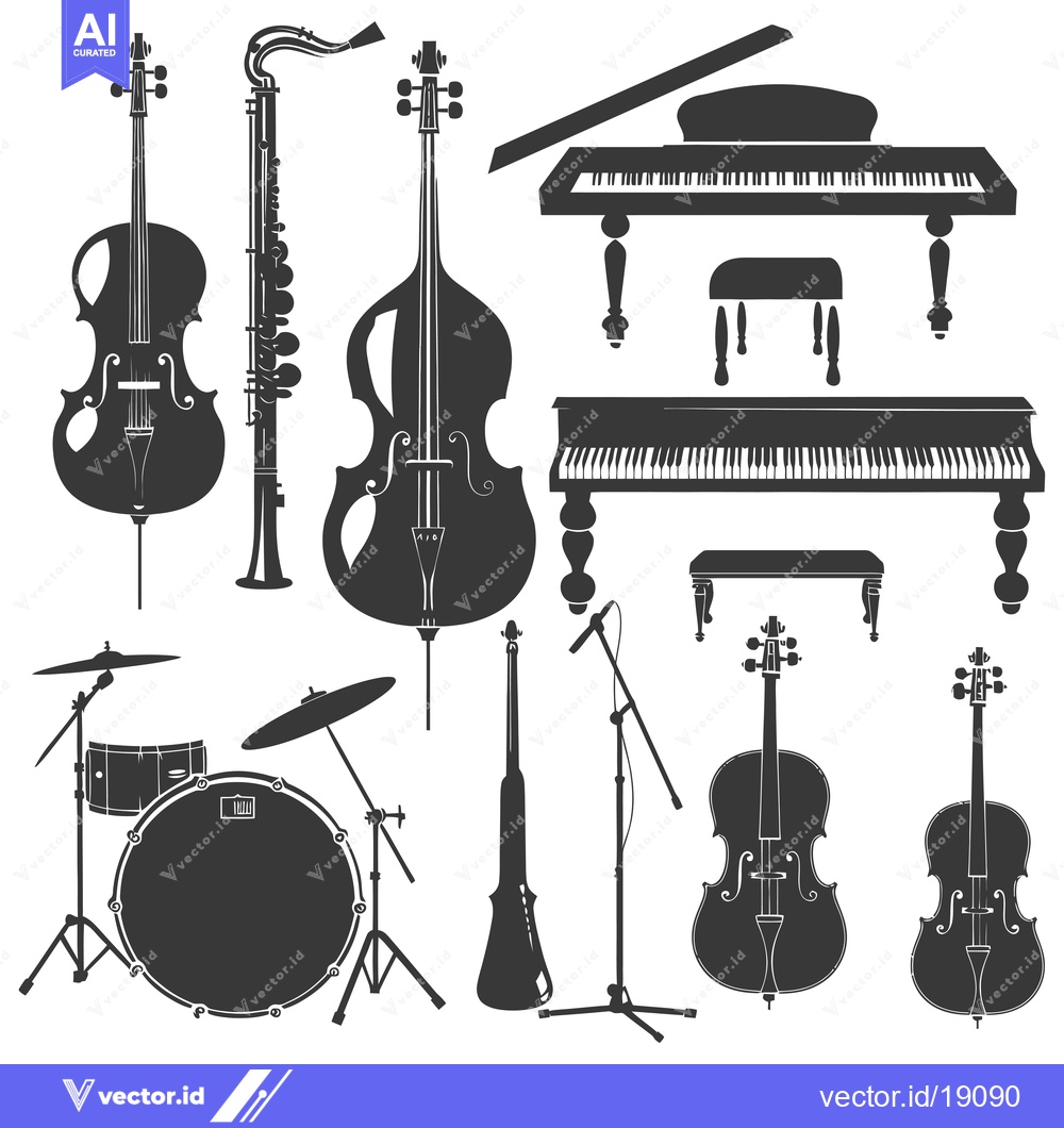 Premium Vector of A Silhouette Collection of Various Musical Instruments
