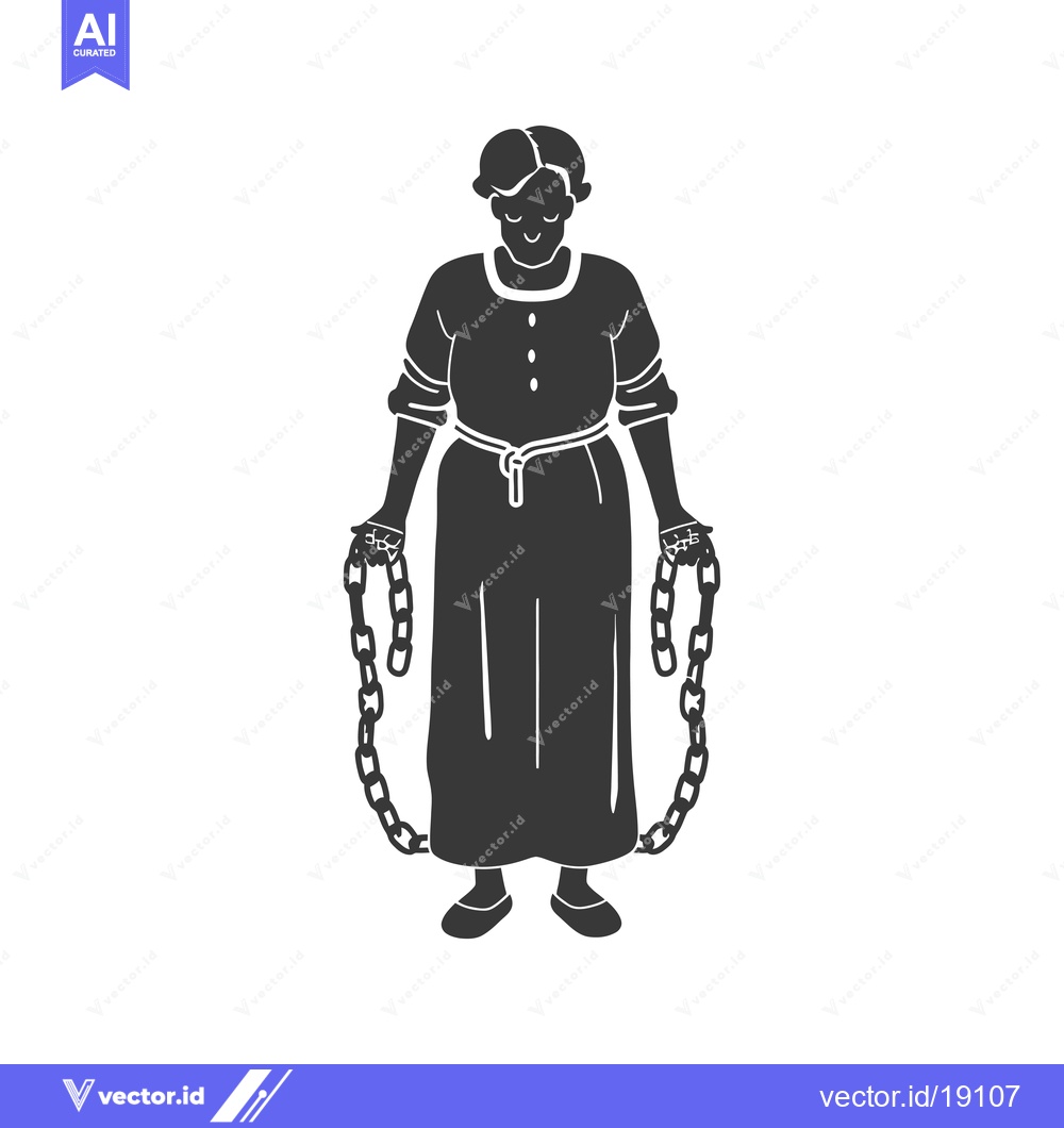 Premium Vector dari A Silhouetted Woman Wearing a Dress and Holding Chains