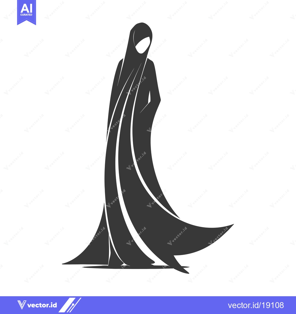 Premium Vector dari A Silhouetted Woman Wearing a Hijab
