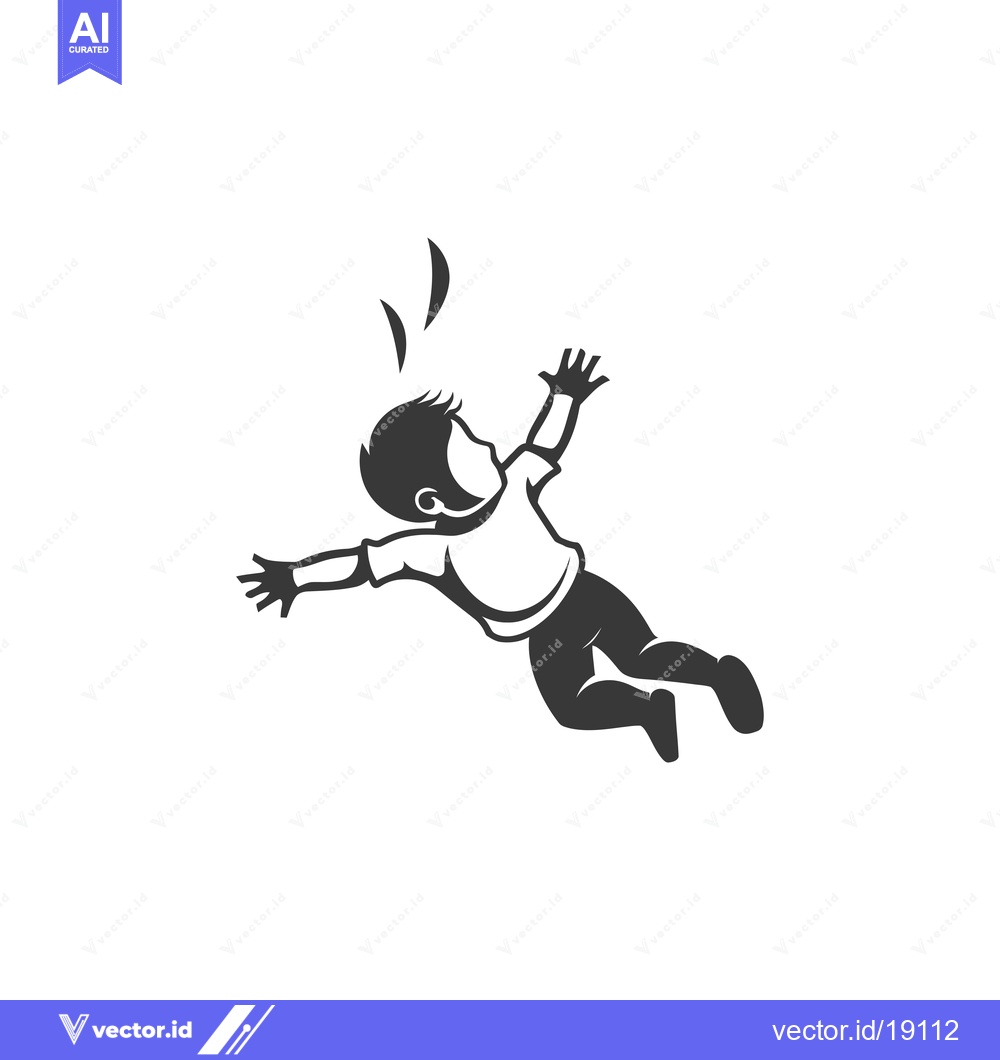 Premium Vector dari A Silhouette of a Boy Falling with Arms Outstretched