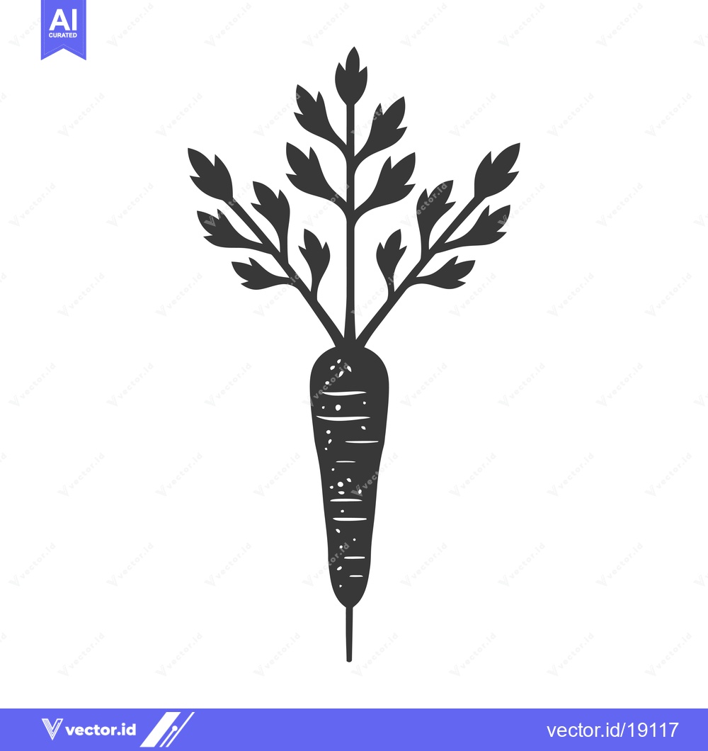 Premium Vector dari A Silhouette of a Carrot with Green Foliage