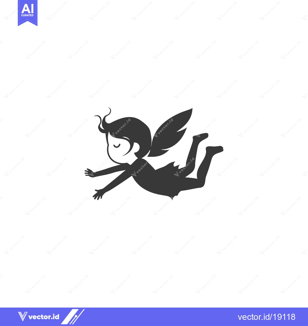 Premium Vector of A Silhouette of a Cartoon Fairy with Wings Spread Out