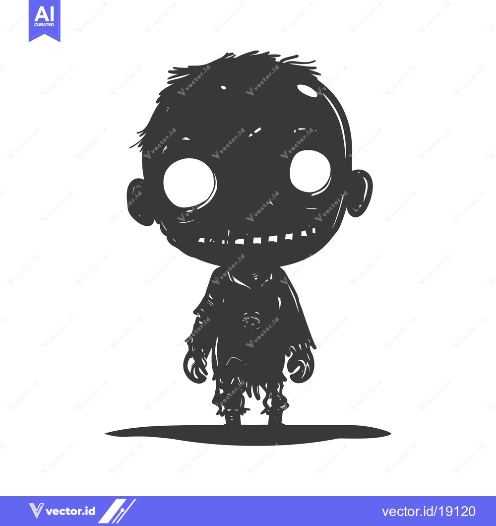 Premium Vector of A Silhouette of a Cartoon Zombie with Big Eyes
