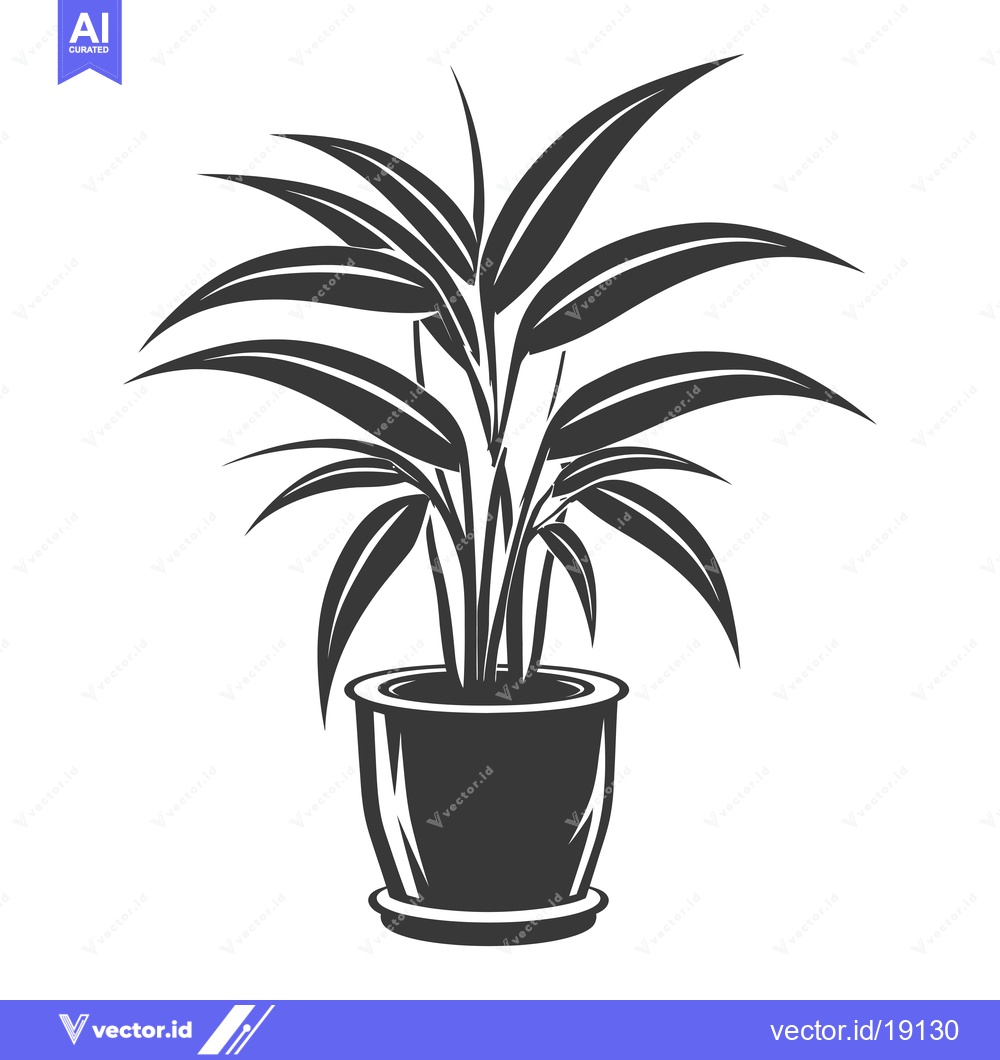 Premium Vector dari A Silhouette of a Houseplant in a Pot