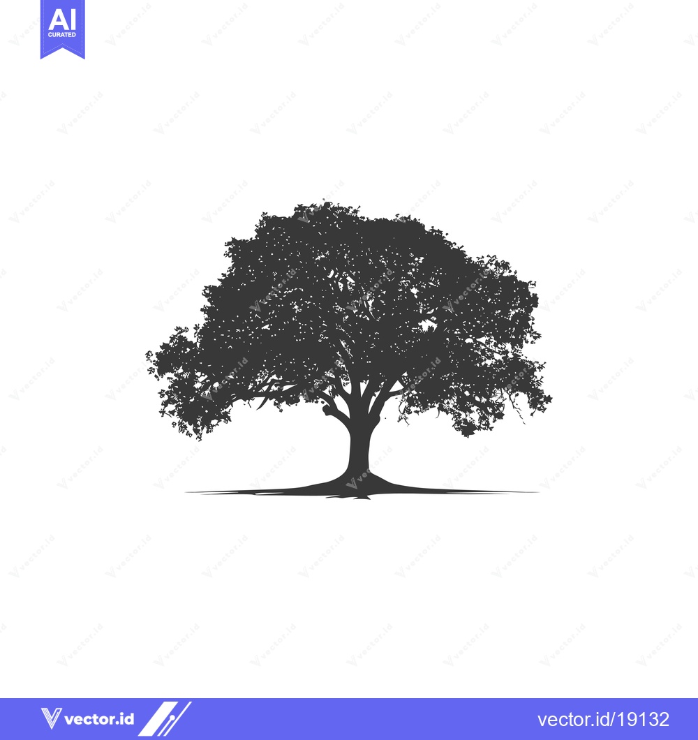 Premium Vector of A Silhouette of a Large Tree with Spreading Branches