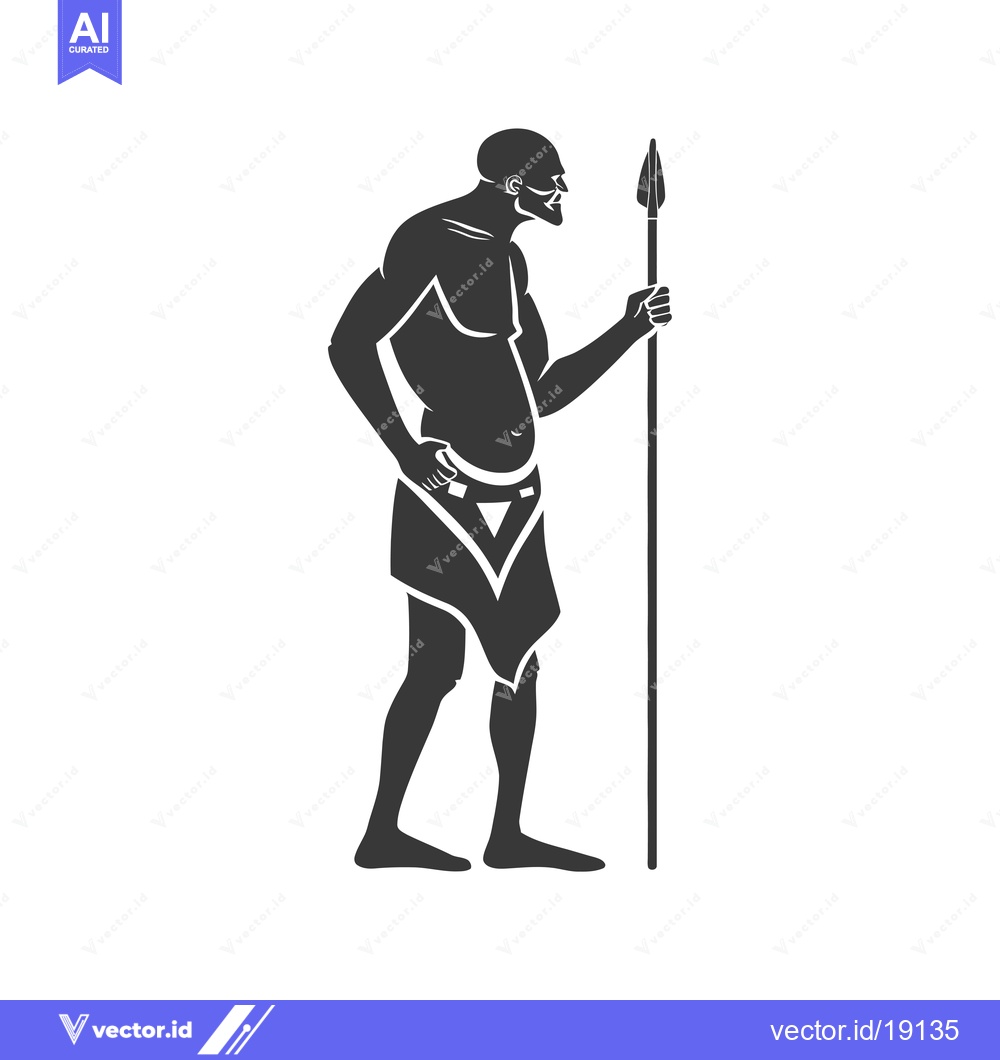 Premium Vector dari A Silhouette of a Man Holding a Spear