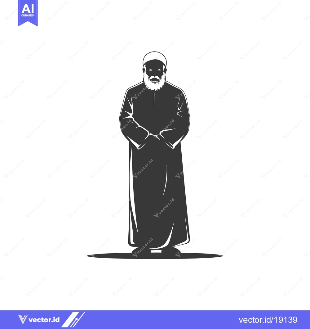 Premium Vector of A Silhouette of a Man in Traditional Islamic Clothing