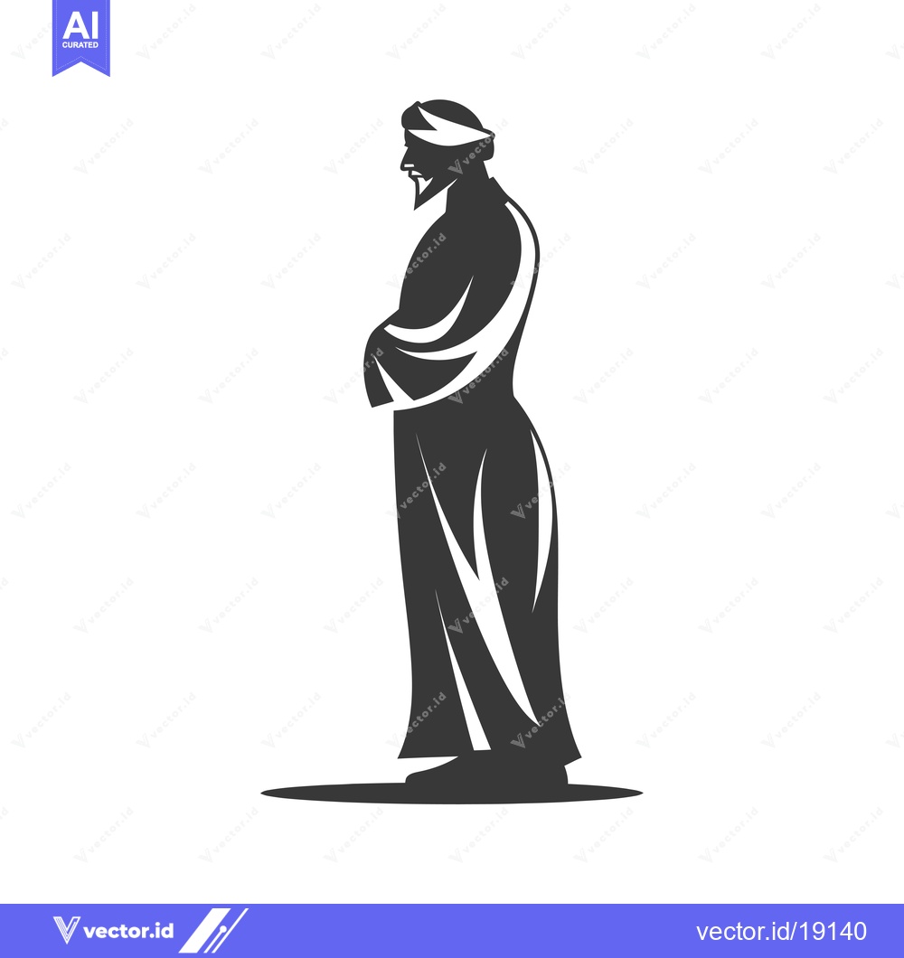 Premium Vector dari A Silhouette of a Man in Traditional Islamic Clothing