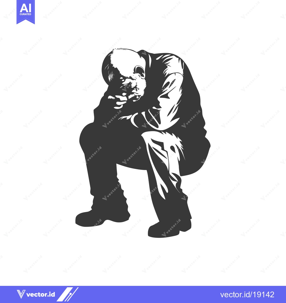 Premium Vector dari A Silhouette of a Man Kneeling with His Head Bowed