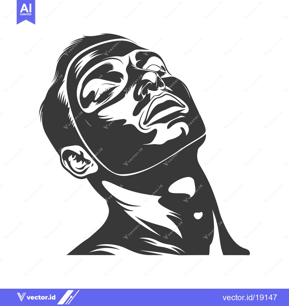 Premium Vector of A Silhouette of a Man with his Eyes Closed Tilting his Head Back