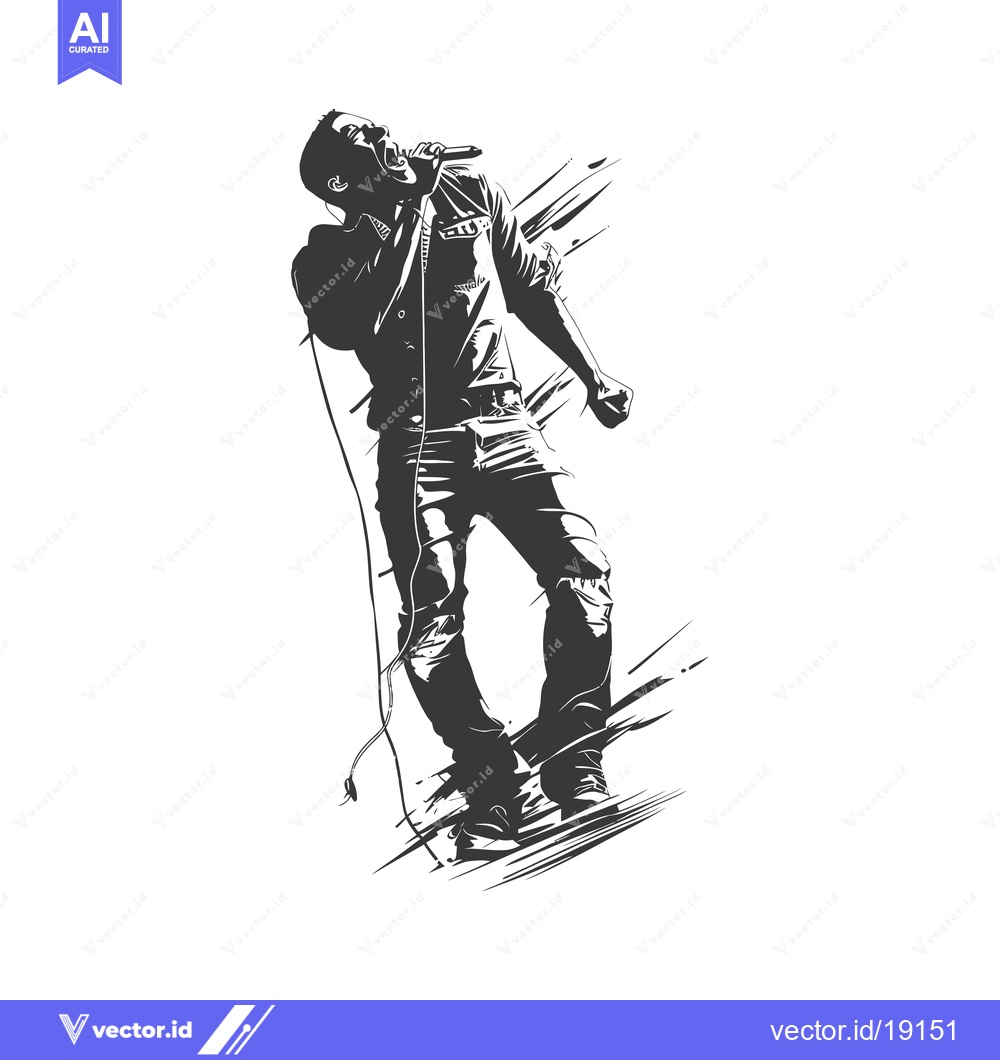 Premium Vector of A silhouette of a musician performing with a microphone