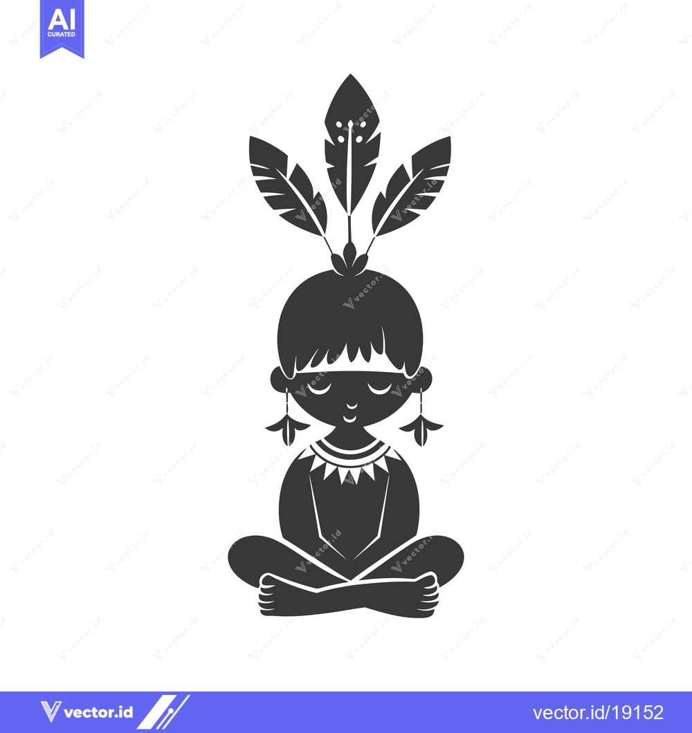 Premium Vector dari A Silhouette of a Native American Boy Sitting in Meditation
