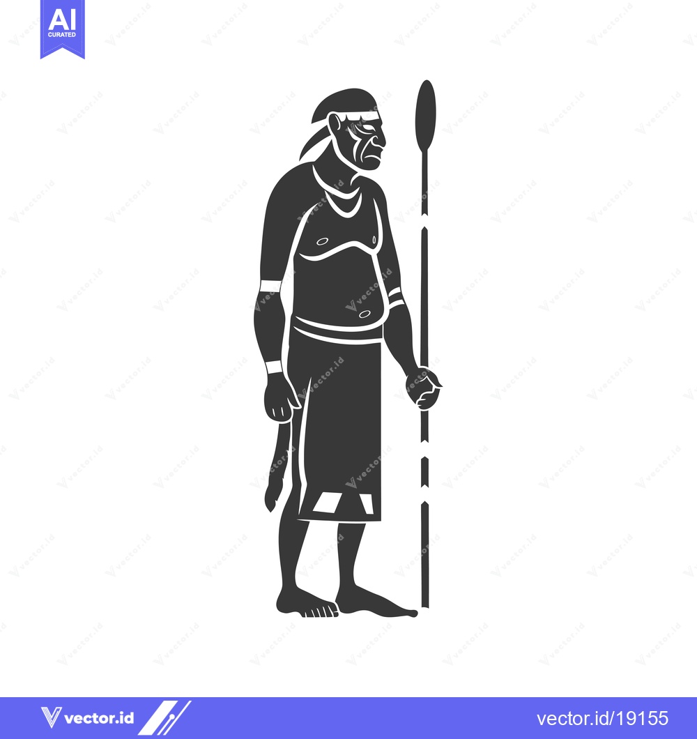 Premium Vector dari A Silhouette of an Indigenous Man with a Spear