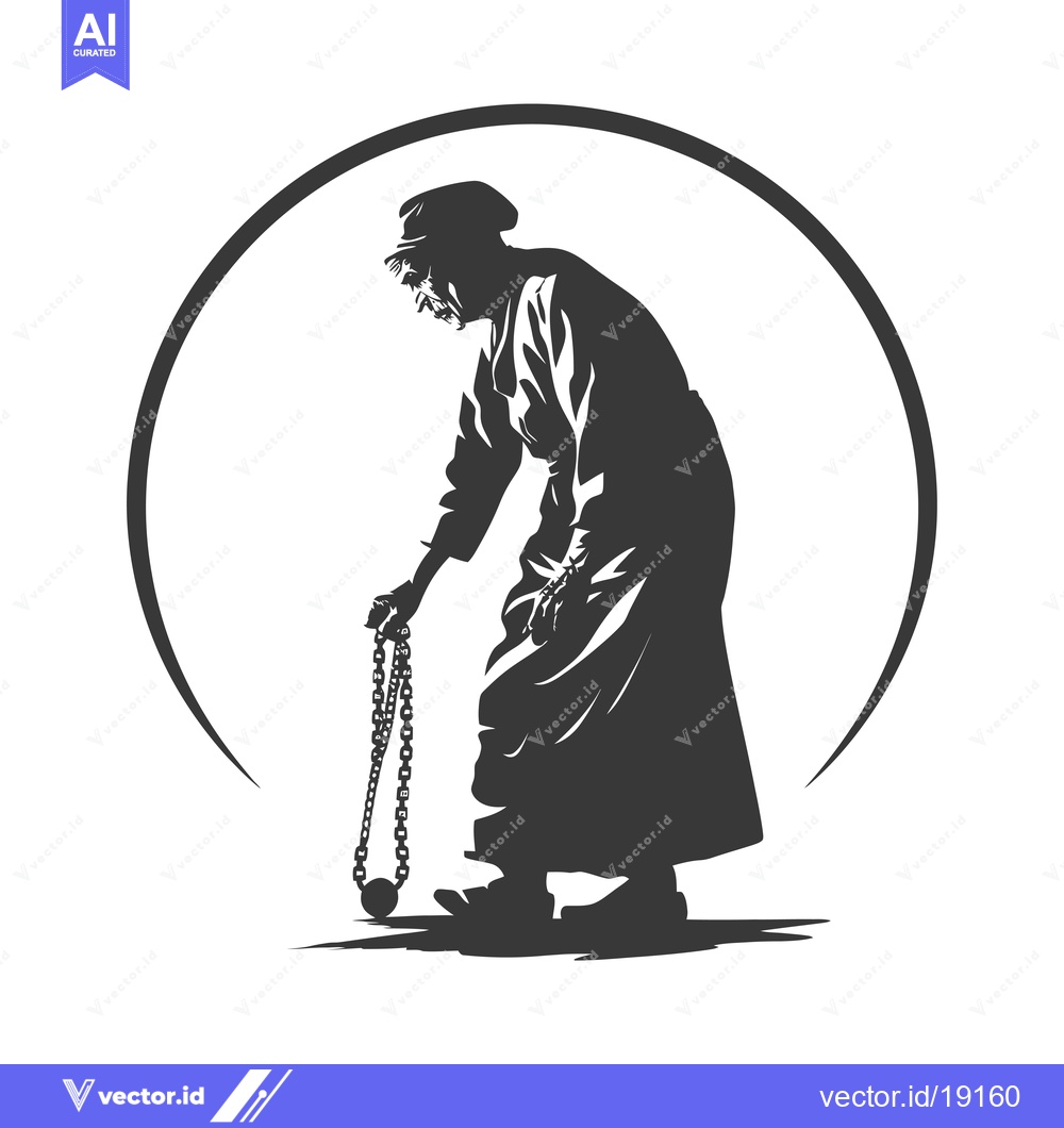 Premium Vector dari A Silhouette of a Person Holding a Chain and Ball