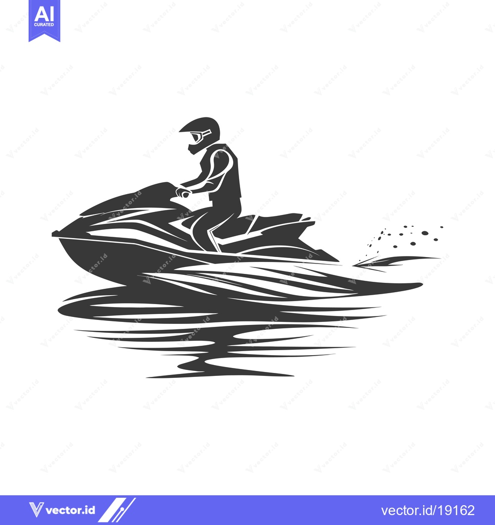 Premium Vector dari A silhouette of a person riding a jet ski on the water