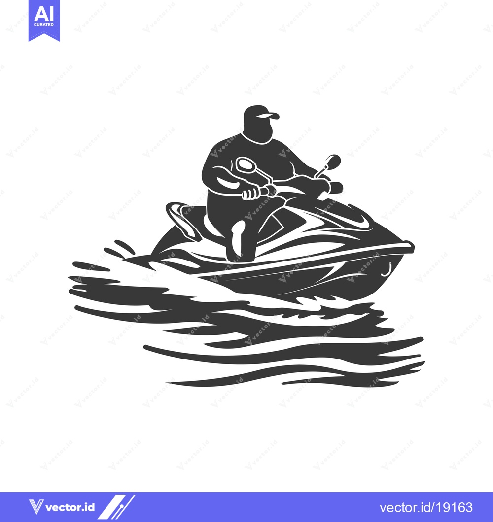 Premium Vector of A Silhouette of a Person Riding a Jet Ski on Water