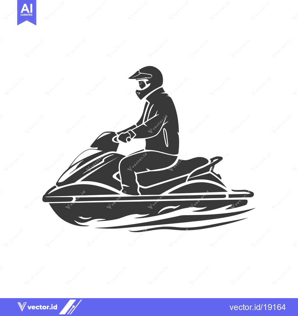 Premium Vector of A Silhouette of a Person Riding a Jet Ski on Water