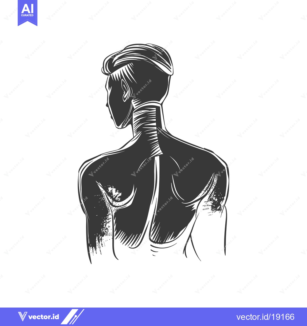 Premium Vector dari A hand-drawn silhouette of a person's back, facing away from the viewe