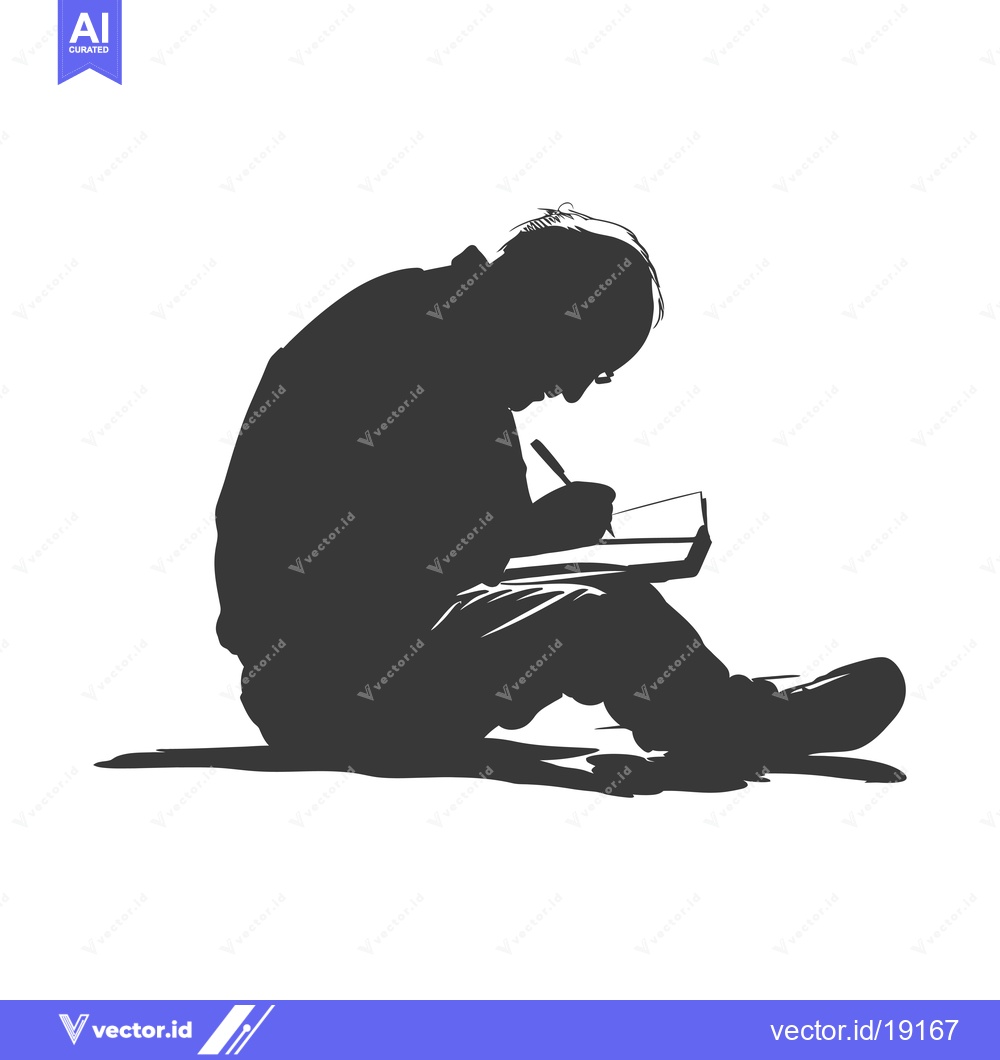Premium Vector of A silhouette of a person sitting and writing in a notebook