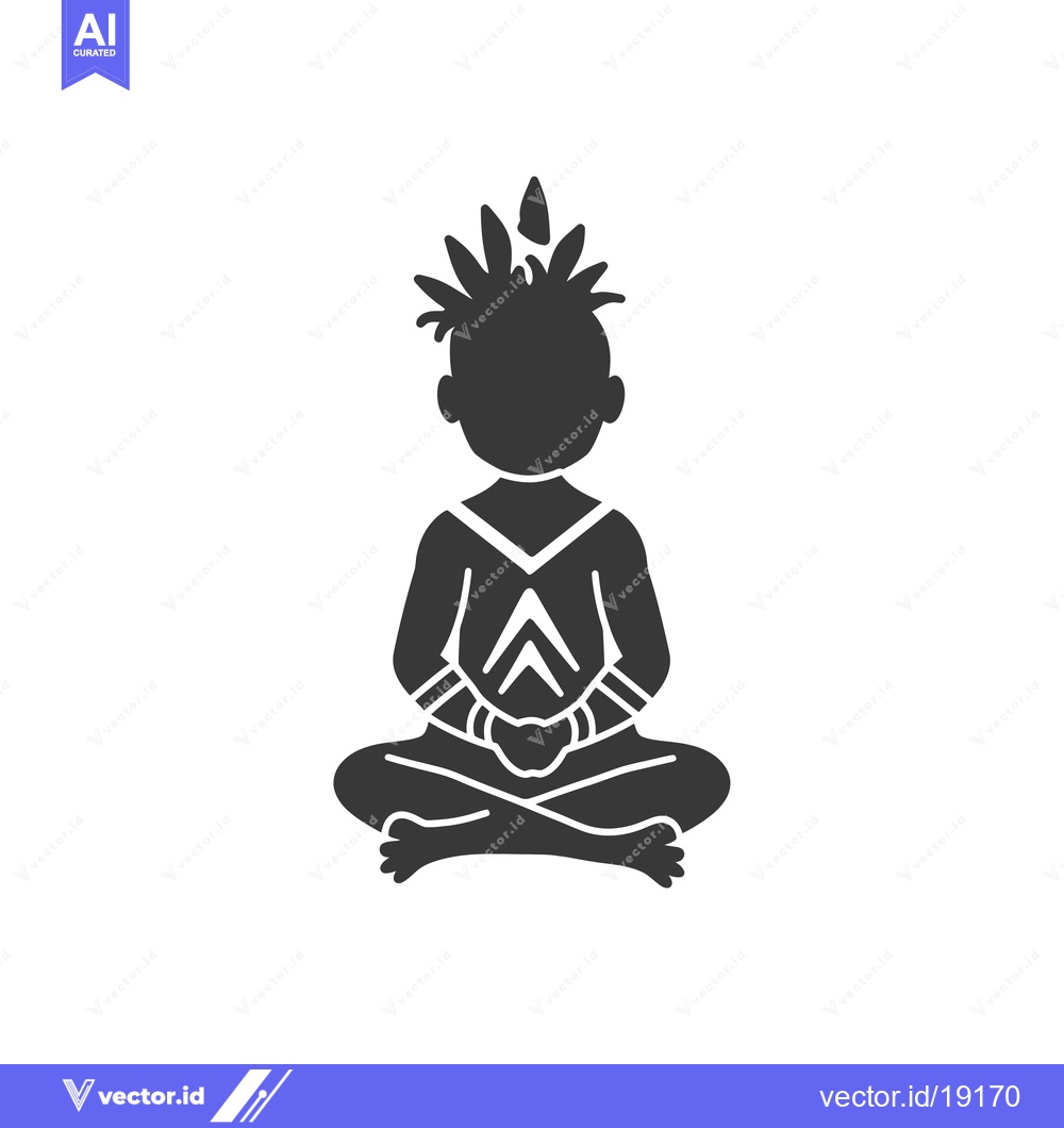 Premium Vector dari A Silhouette of a Person Sitting in a Meditation Pose with a Spiky Hai