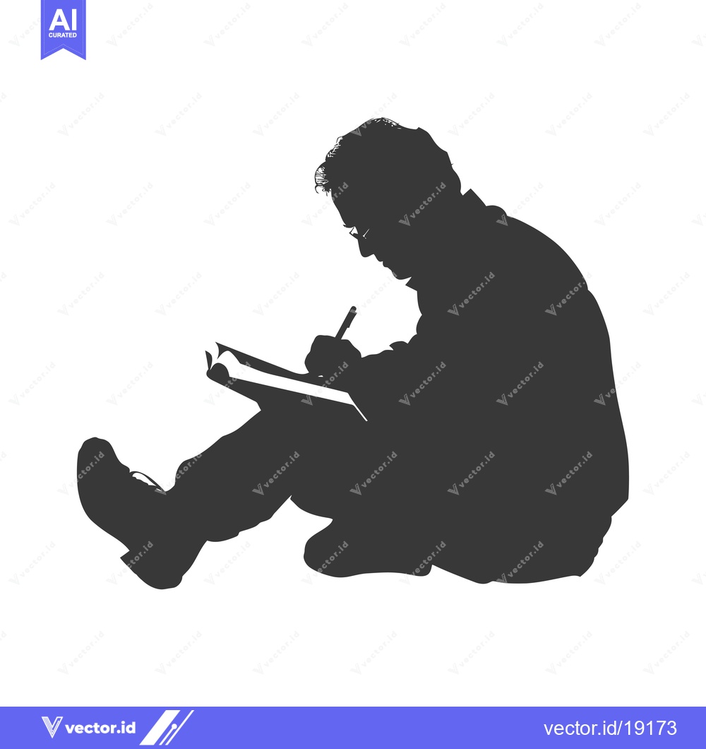 Premium Vector of A Silhouette of a Person Writing in a Notebook
