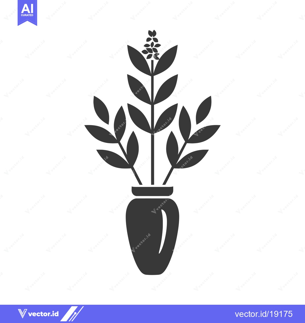 Premium Vector dari A silhouette of a plant in a vase with leaves and flowers