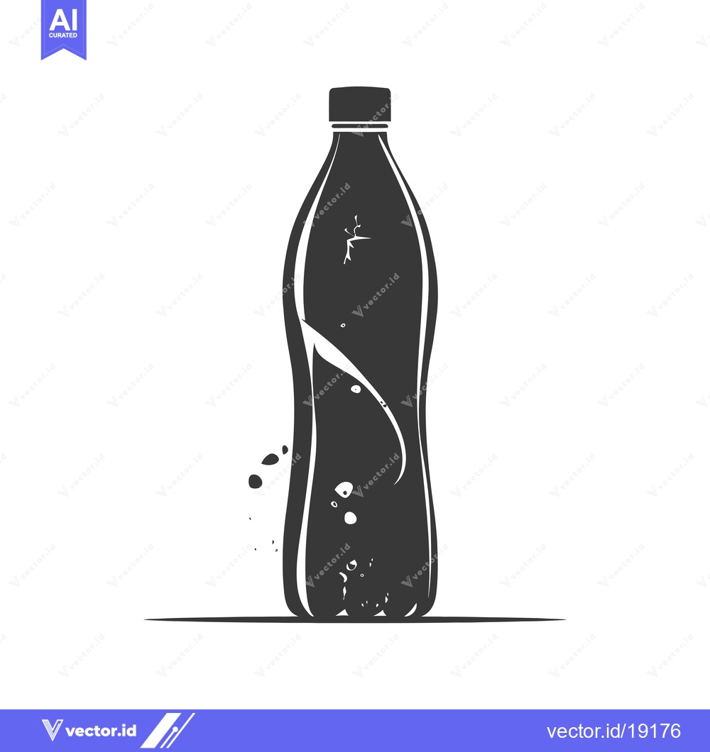 Premium Vector dari A Silhouette of a Plastic Bottle of Liquid with Bubbles