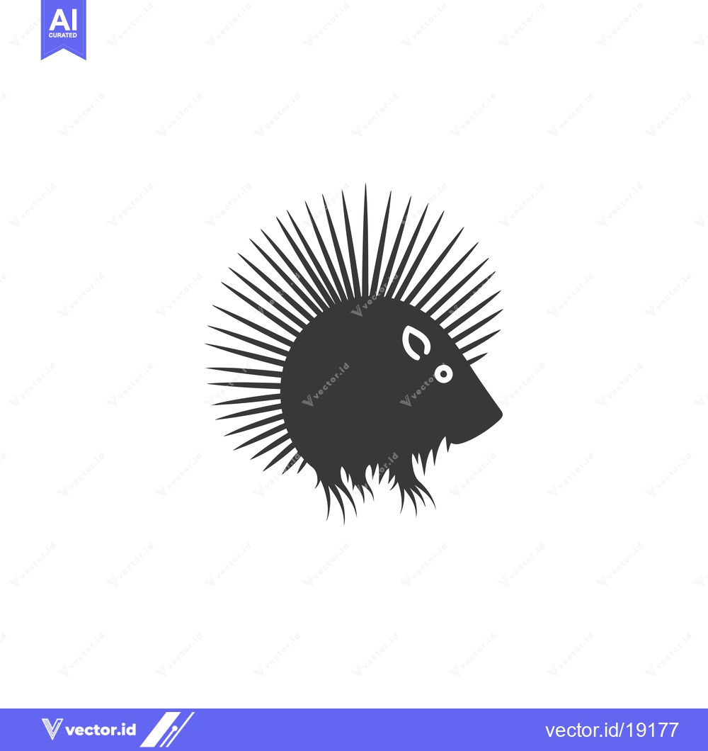 Premium Vector of A Silhouette of a Porcupine with Spikes