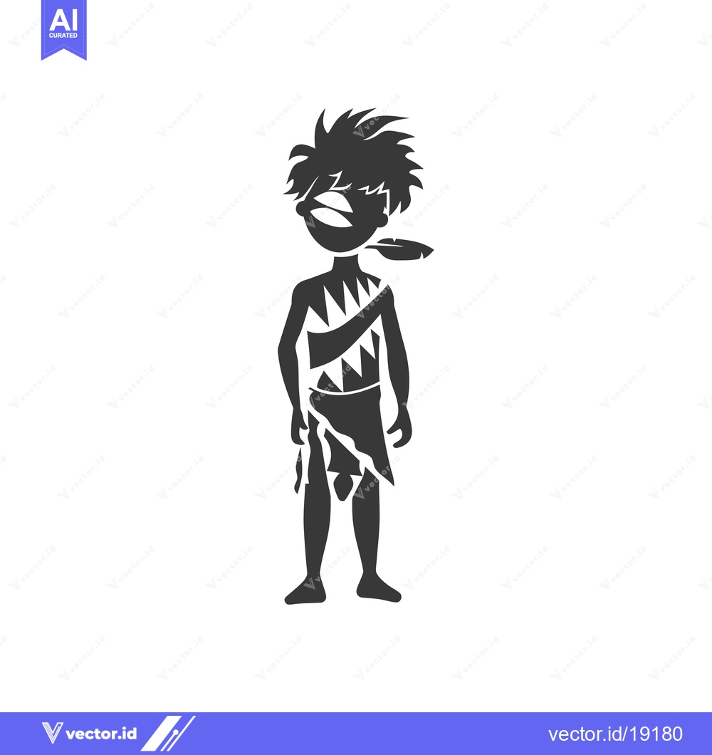 Premium Vector of A Silhouette of a Primitive Man with a Feather