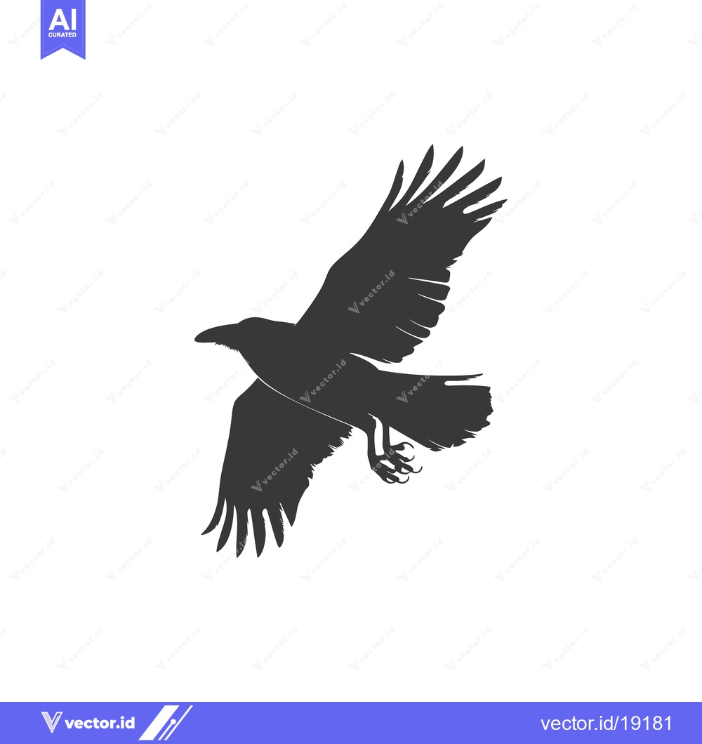 Premium Vector dari A Silhouette of a Raven in Flight