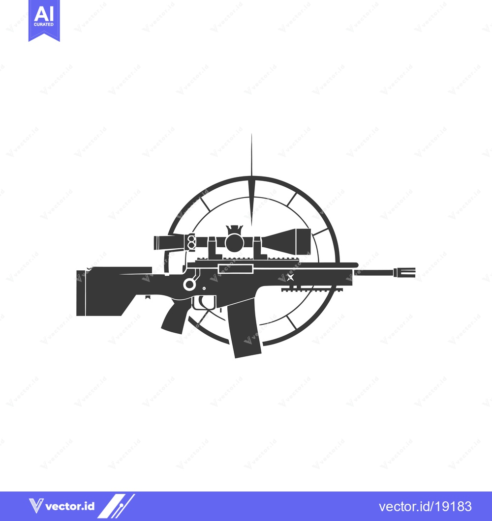 Premium Vector dari A Silhouette of a Rifle with a Compass Behind It