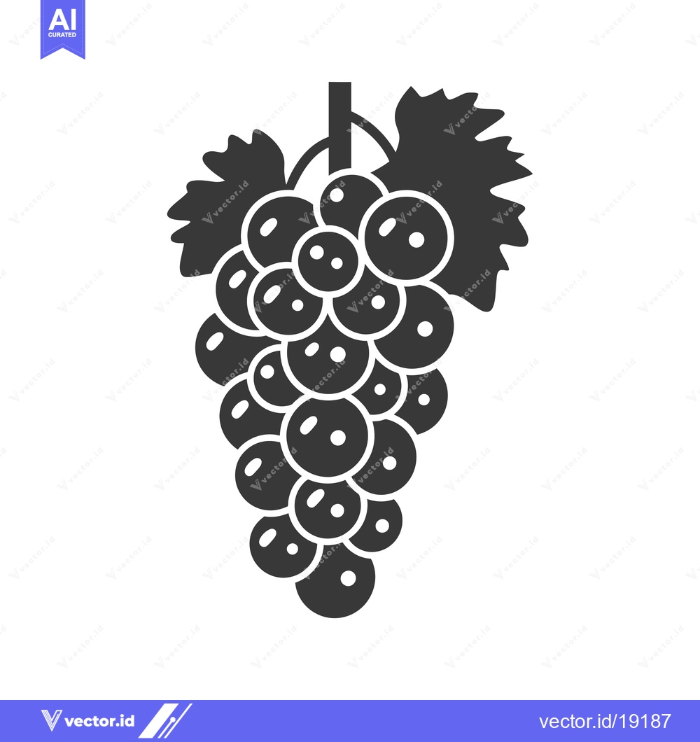 Premium Vector of A Silhouette of a Single Grape Bunch with Leaves