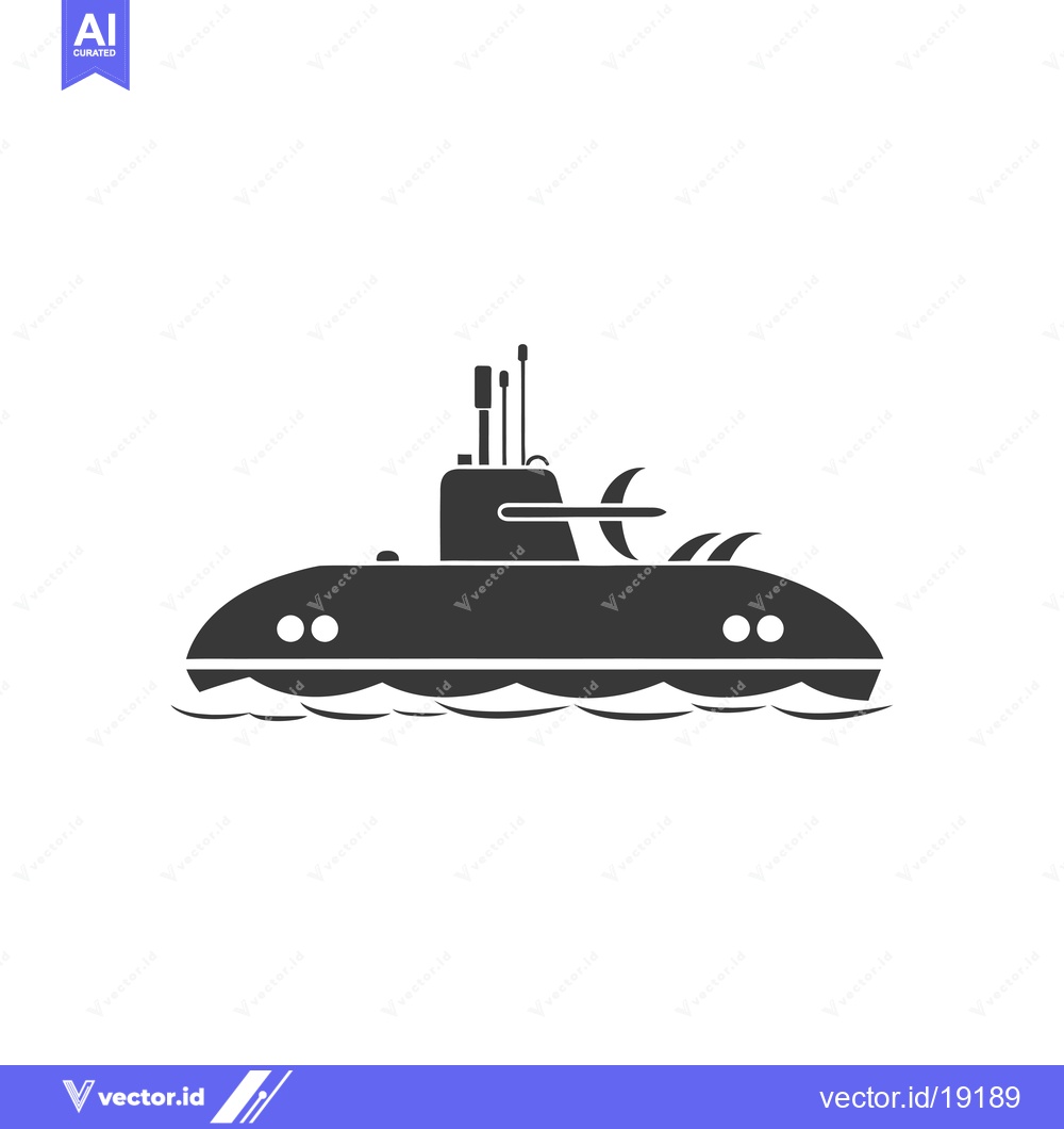 Premium Vector of A Silhouette of a Submarine Above Water